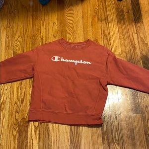 Red orangish kids medium champion crewneck